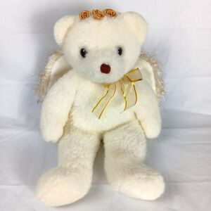 TY Classic Plush Stuffed  Divine Angel Bear Gold Sparkle Wings and Bow Plush